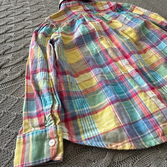 Ralph Lauren Pastel Plaid Ruffled Button Down ~ 5 - Picture 8 of 9